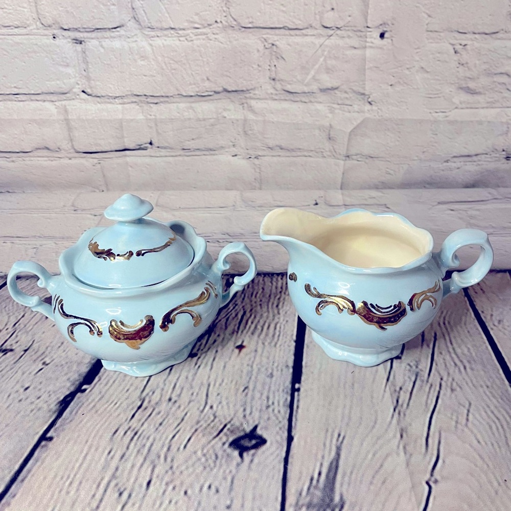 Vintage Mountainside bone China sugar bowl and creamer set